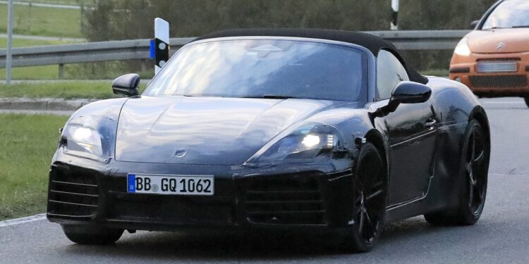 Pure-electric Porsche 718 Boxster spied testing again