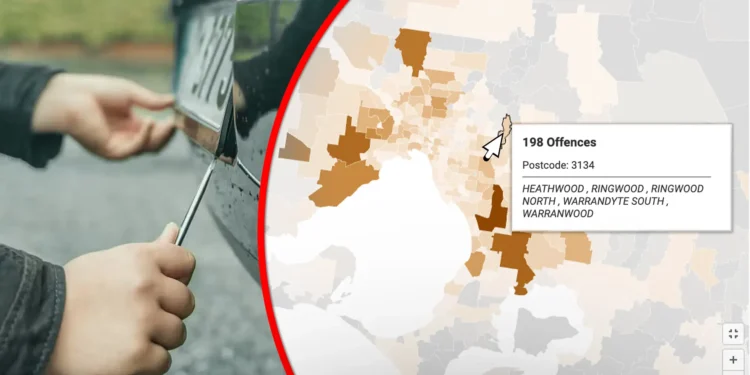 Number plate thefts by suburb in Victoria